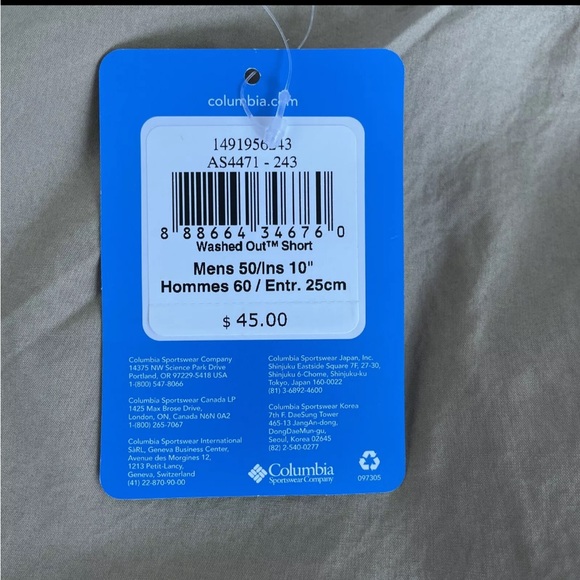 New Mens Columbia Big & Tall Washed Out Khaki Beige Casual Shorts Sz 50 NWT 10" - Picture 7 of 7